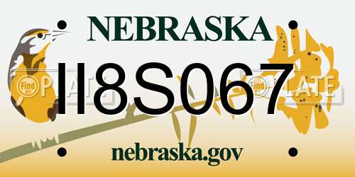 II8S067 Nebraska License Plate