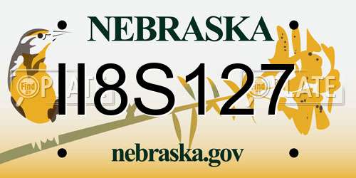 II8S127 Nebraska License Plate