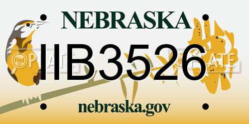 IIB3526 Nebraska License Plate