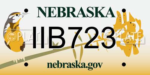 IIB723 Nebraska License Plate