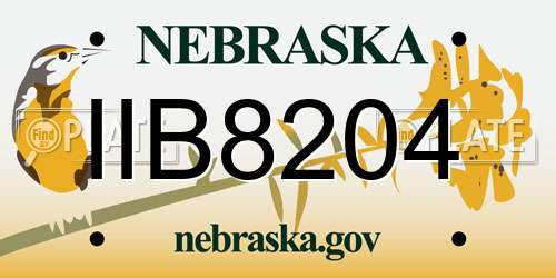 IIB8204 Nebraska License Plate