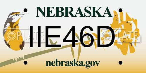 IIE46D Nebraska License Plate