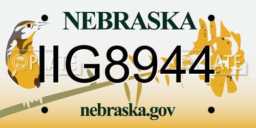IIG8944 Nebraska License Plate
