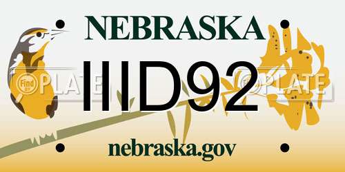 IIID92 Nebraska License Plate