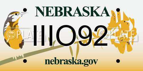 IIIO92 Nebraska License Plate