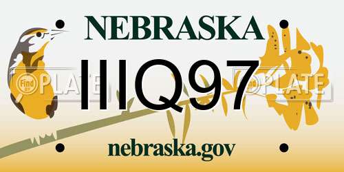 IIIQ97 Nebraska License Plate