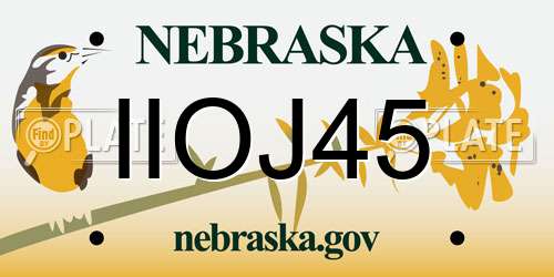 IIOJ45 Nebraska License Plate