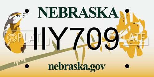 IIY709 Nebraska License Plate