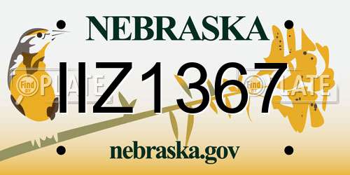 IIZ1367 Nebraska License Plate