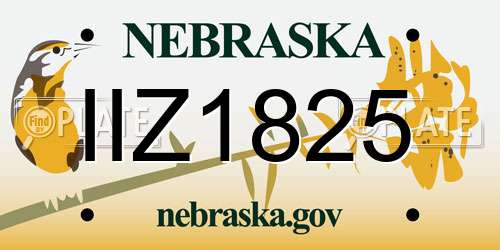 IIZ1825 Nebraska License Plate
