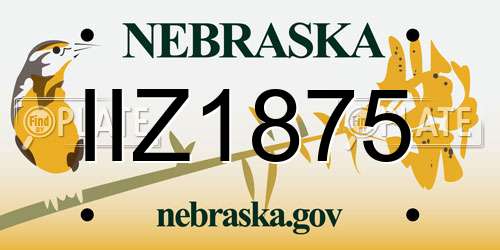 IIZ1875 Nebraska License Plate