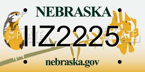 IIZ2225 Nebraska License Plate