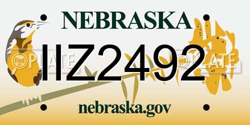 IIZ2492 Nebraska License Plate
