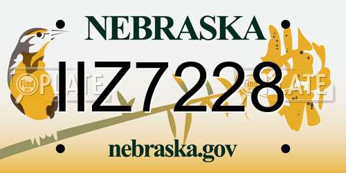 IIZ7228 Nebraska License Plate