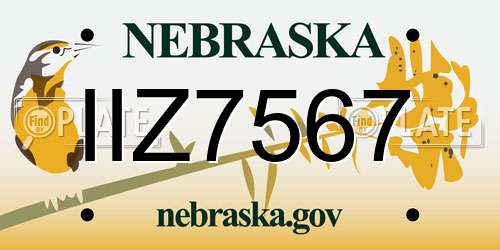 IIZ7567 Nebraska License Plate