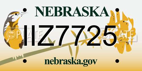 IIZ7725 Nebraska License Plate