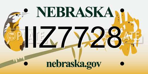 IIZ7728 Nebraska License Plate