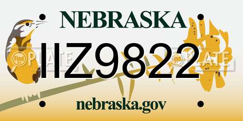 IIZ9822 Nebraska License Plate