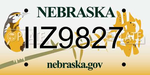 IIZ9827 Nebraska License Plate