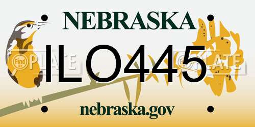 ILO445 Nebraska License Plate