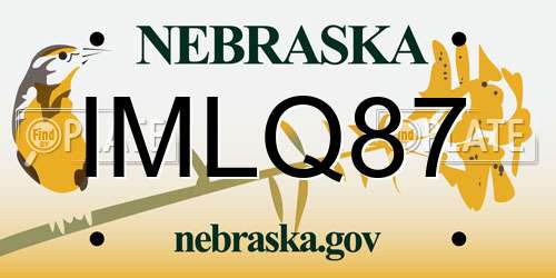 IMLQ87 Nebraska License Plate
