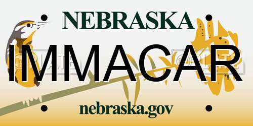 IMMACAR Nebraska License Plate