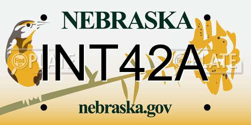 INT42A Nebraska License Plate