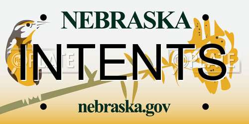 INTENTS Nebraska License Plate