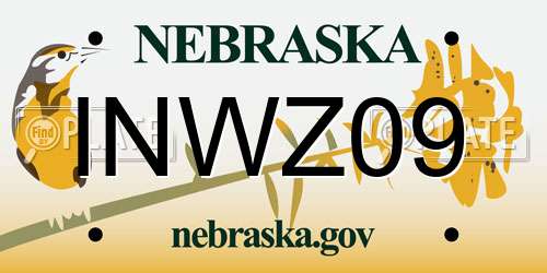 INWZ09 Nebraska License Plate