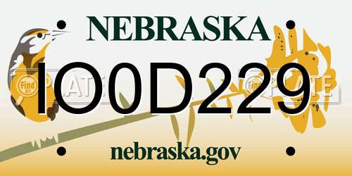 IO0D229 Nebraska License Plate