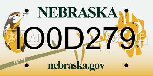 IO0D279 Nebraska License Plate