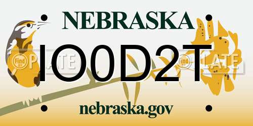 IO0D2T Nebraska License Plate