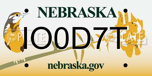 IO0D7T Nebraska License Plate