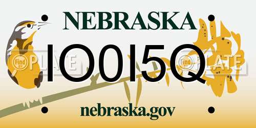 IO0I5Q Nebraska License Plate