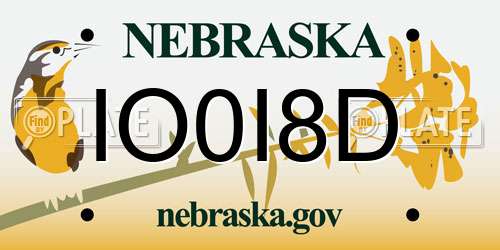 IO0I8D Nebraska License Plate
