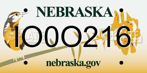 IO0O216 Nebraska License Plate