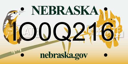 IO0Q216 Nebraska License Plate