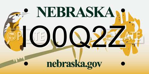 IO0Q2Z Nebraska License Plate