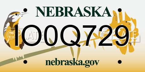 IO0Q729 Nebraska License Plate