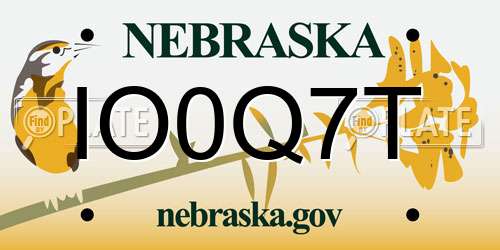 IO0Q7T Nebraska License Plate