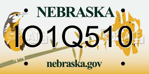 IO1Q510 Nebraska License Plate