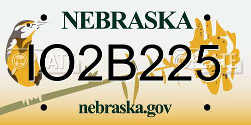 IO2B225 Nebraska License Plate