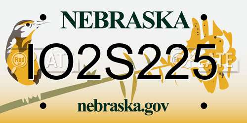 IO2S225 Nebraska License Plate
