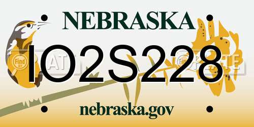 IO2S228 Nebraska License Plate