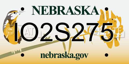 IO2S275 Nebraska License Plate