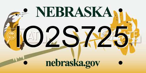 IO2S725 Nebraska License Plate