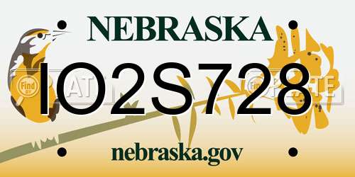 IO2S728 Nebraska License Plate