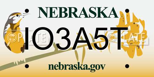 IO3A5T Nebraska License Plate