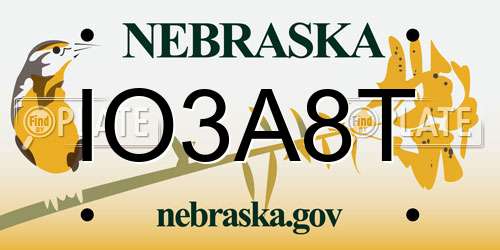 IO3A8T Nebraska License Plate