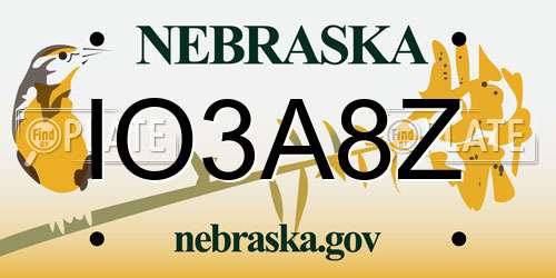 IO3A8Z Nebraska License Plate